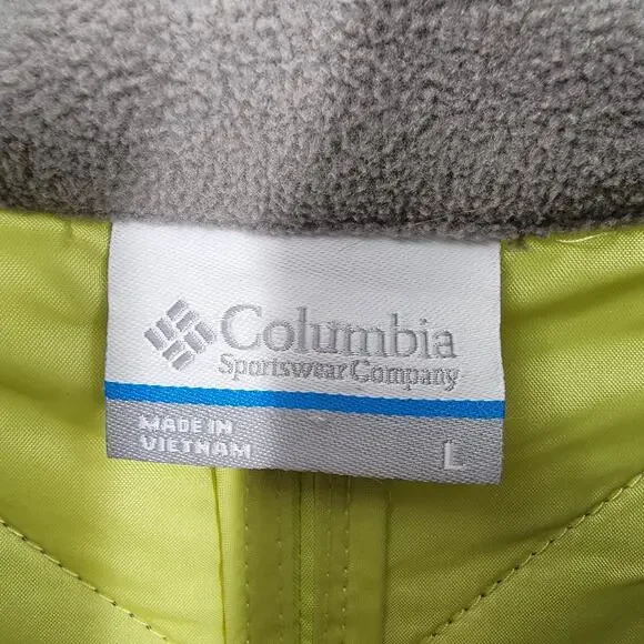 Columbia Quilted Vest Womens Large Yellow Gray Full Zip Pockets - Picture 10 of 12